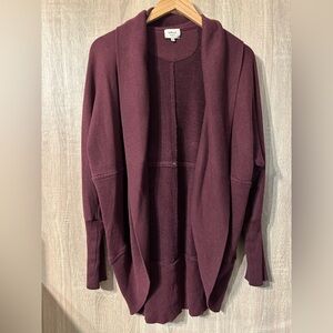Wilfred Women's Maroon Open Front Diderot Cardigan Size Medium Cocoon